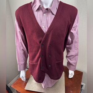 Burgundy Double-Breasted sweater vest by Paul Fredrick